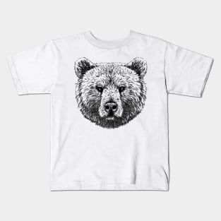 Grizzly Bear Head Calm And Cute Bear Kids T-Shirt